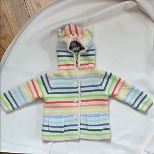Striped hooded sweater with ears